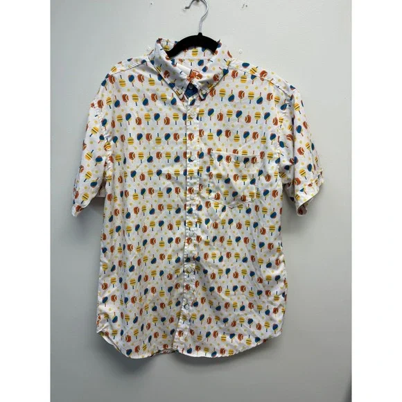 ChalkTalk Sports Mens Pickleball Paddle Print Button Down Shirt XL - Picture 1 of 3